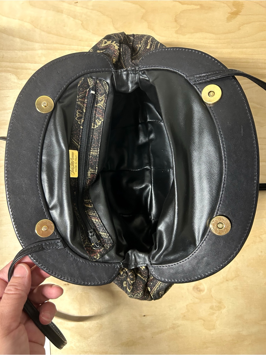 Saks Fifth Avenue Vintage Leather Frame Crossbody Bag, Made In Italy, Euc — image 7 of 8